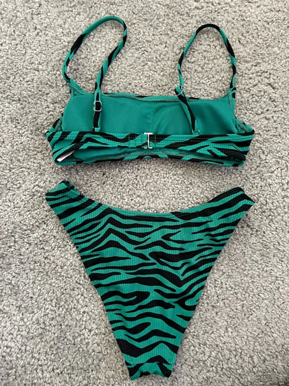 Xhilaration Green and Black Ribbed Bikini Set